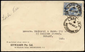 Mixed group to 1980's with commercial mail, advertising covers, registered (3), postcards etc.. Noted 4 Imerial Reply Coupons, 3 with different Hobart cancels incl. &nbsp;2 Money Order and Stamp Sales No. 1, 1932 'Ezywalkin P/L' cover with 3d Bridge postmarked