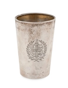 "MELBOURNE AMATEUR REGATTA, MAIDEN EIGHTS, 1919", Australian silver beaker trophy, stamped "McBEAN, STG, SILVER", 11cm high, 214 grams