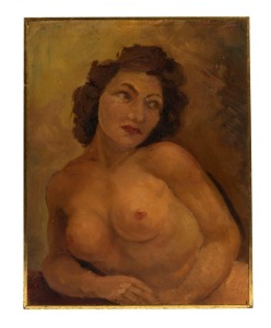ARTIST UNKNOWN (Australian school), (female nude), oil on panel, ​​​​​​​30 x 23.5cm, 31 x 24.5cm