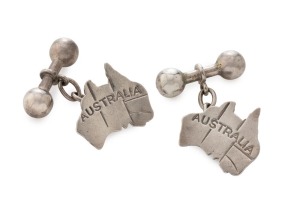 FEDERATION pair of antique Australian silver cufflinks showing the states of Australia, circa 1900, stamped "STERLING" with maker's mark illegible,