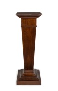 An impressive fiddleback blackwood pedestal, most likely the work of Harry Goldman, early 20th century, 115cm high, 38cm wide, 38cm deep