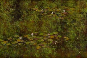 JOHN WALSH (New Zealand, 1954 - ), My Water Lilies, Woodend, oil on board, signed lower right "J. Walsh", 19 x 29cm, 42 x 51cm overall. PROVENANCE: The Richard Chamerski Collection.