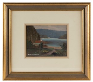 WILLIAM RUBERY BENNETT (1893-1987), House In Landscape, (Hawkesbury River), oil on board, signed lower left "W.R. Bennett", with purchase letter from Deutscher Fine Art" 1983,  15 x 19.5cm, 36 x 40cm overall
