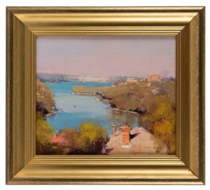 COLLEY WHISSON (1966 - ), Mosman Bay, Sydney, oil on board, signed lower right "Colley Whisson", 28 x 33cm, 42 x 47cm overall