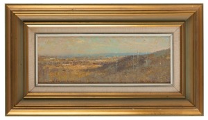 DALE MARSH (1940 - ), Shadows Across The Valley Morning, oil on board, signed olwer right "Dale Marsh, 1979", 14 x 40cm, 34 x 59cm overall