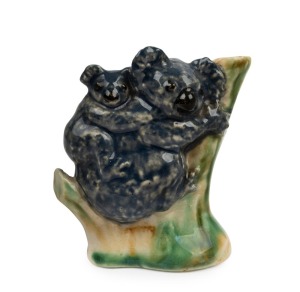 NELL McCREDIE pottery koala figural group, incised "McCredie, N.S.W.", ​​​​​​​7.5cm high