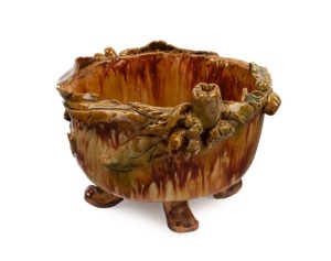 JOHN CAMPBELL (attributed) workman's piece pottery bowl with applied decoration, incised "B.A.B. 1948", 10cm high, 14cm wide