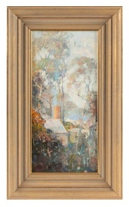 SYDNEY (SYD) MATHER (1944 - ), Afternoon Light, Mount Macedon, oil on canvas, signed lower left "Syd Mather", ​​​​​​​38 x 18cm, 51 x 31cm overall