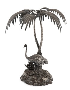 ELKINGTON & Co. antique English silver plated centrepiece on mirrored stand, 19th century, (2 items), 46cm high, 40cm wide