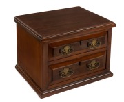 W.H. ROCKE&nbsp;& Co. two drawer miniature chest with Royal insignia&nbsp;brass handle plates, made to commemorate the visit of&nbsp;Duke and Duchess of Cornwall and York,&nbsp;late 19th century, ​​​​​​​stamped "W.H. ROCKE&nbsp;& Co., MELBOURNE", 24cm high, 33cm wide, 25cm deep