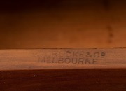 W.H. ROCKE&nbsp;& Co. two drawer miniature chest with Royal insignia&nbsp;brass handle plates, made to commemorate the visit of&nbsp;Duke and Duchess of Cornwall and York,&nbsp;late 19th century, ​​​​​​​stamped "W.H. ROCKE&nbsp;& Co., MELBOURNE", 24cm high, 33cm wide, 25cm deep - 3