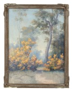 ARTIST UNKNOWN (Australian School), (blossoms in landscape), oil on board, 40 x 30cm, 45 x 34cm overall