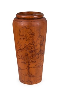 A Tasmanian huon pine pokerwork vase with landscape scene, signed "W.H. WITHERS, '28", 20.5cm high