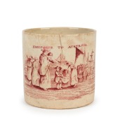 "EMIGRANTS TO AUSTRALIA" Staffordshire transfer porcelain cup, circa 1840, 7.5cm high, 10cm wide