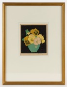 JOHN HALL THORPE (1874-1947), Pansies in a vase, woodblock, signed in pencil lower right, 13 x 11.5cm, (framed 37 x 28cm overall). - 2