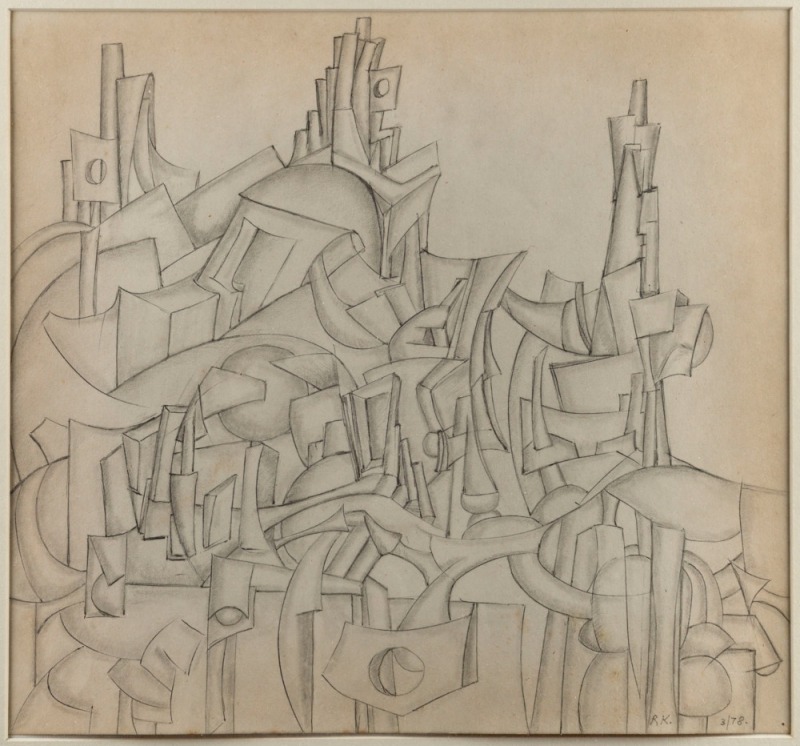 ROBERT EDWARD KLIPPEL (1920-2001), (untitled), pencil sketch, signed lower right "R.K. 3/78", ​​​​​​​25 x 26cm, 49 x 49cm overall