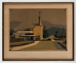 KENNETH JACK (1924-2006), Talbot Town Hall, linocut, 2/30, signed and titled in the lower margin, 27 x 37cm, 38 x 46cm overall