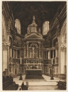 ERNEST EDWIN ABBOTT (1888-1973) I.) Ormond College Doorway, II.) Newman College, III.) The Clearing, IV.) The High Altar, St. Pauls, V.) Dhow Reflections, VI.) Distant Pyramids signed or authenticated, various sizes.  - 3