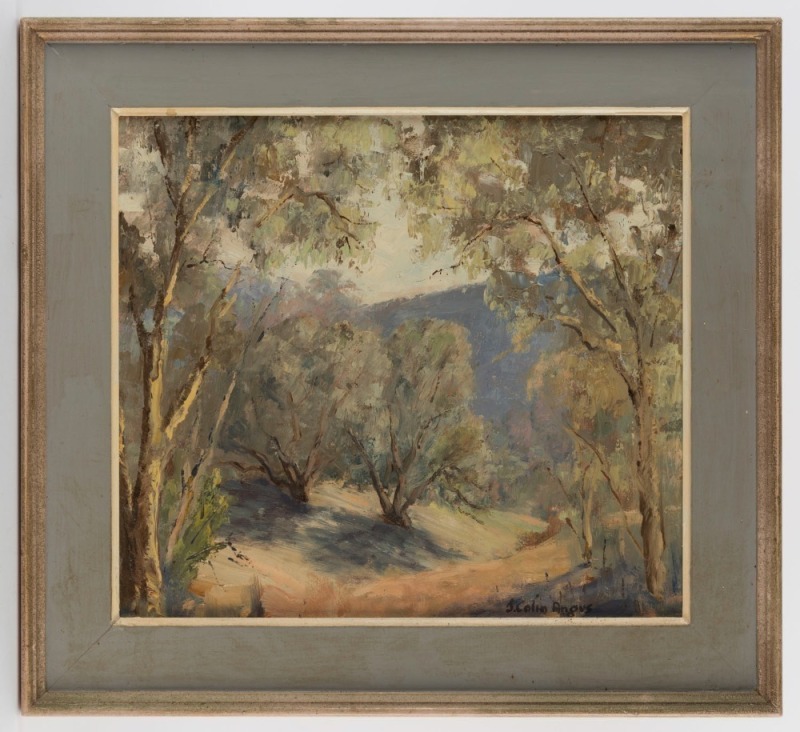 JOHN COLIN ANGUS (1907-2002), The Quiet Bush, oil on board, signed lower right "J. Colin Angus", ​​​​​​​34 x 38cm, 47 x 51cm overall