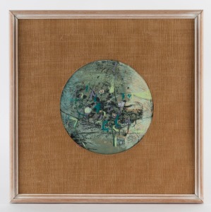 ROBERT GRIEVE (1924-2006), untitled abstract, mix media on paper, signed lower centre "Robert Grieve", ​​​​​​​23cm diameter, 47 x 47cm overall