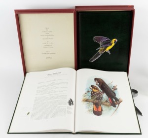 Joseph M. FORSHAW and William T. COOPER (illustrator) Australian Parrots [Melbourne, Lansdowne Editions, [1980 and 1981]; Folio, two volumes, with illustrations, maps and 70 plates; dark green morocco with coloured pictorial inlays on the front covers; an