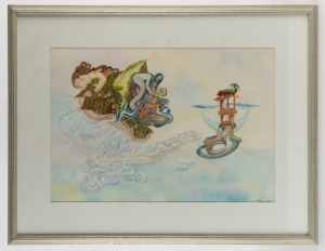 KATY EDWARDS (Australian), (surrealist scene), watercolour, signed lower right "K. Edwards, '94", ​​​​​​​46 x 66cm, 70 x 91cm overall