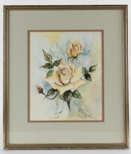 AVRIL FOENANDER, Yellow roses, watercolour, signed lower right, 37 x 30cm; framed 58 x 50cm overall