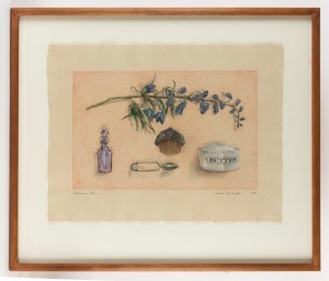 ANITA MERTZLIN, Delphinium Blue, pastel and watercolour on paper, titled signed and dated 1991 below the image,  46 x 58cm; framed 83 x 97cm overall