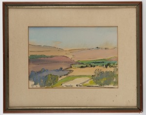 IAN PURVIS (1916 - 2003), La Mancha, gouache on artists card, signed and dated (19)75 lower right, 26 x 36cm, 45 x 56cm overall