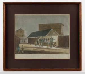"View of the Tread Mill for the Employment of Prisoners. Erected at the House of Correction at Brixton, by Mr. Wm. Cubitt of Ipswich" coloured engraving, circa 1822. 21 x 26cm, 33 x 37cm overall