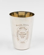 MELBOURNE AMATEUR REGATTA "Maiden Eights, 1948" silver plated trophy beaker "Won By Hawthorn R.C. G.L. CODE. BOW", ​​​​​​​11.5cm high - 2