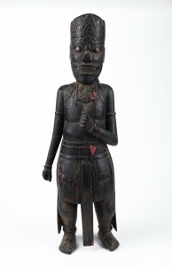 167 · A Javanese figural statue, carved wood with monochrome finish, early to mid 20th century, 57cm high