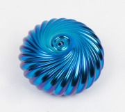 ALAN FOX (Western Australia) "SHELL" series iridescent art glass paperweight, engraved "A.F. '02, W.A.", 4.5cm high, 8cm wide