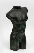 A bronze male torso, 42cm high.