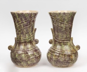BENDIGO POTTERY pair of sponge ware mantle vases, 26.5cm high