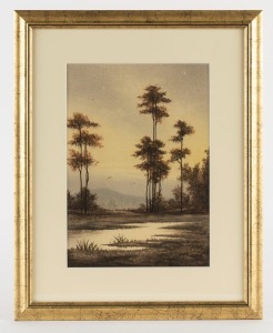 ARTIST UNKNOWN, (Australian landscape), watercolour, signed lower right (illegible), 27 x 19 cm, 42 x 33cm overall