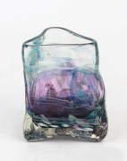 WILDERNESS ROAD triangular form art glass vase for SETSUKO OGISHI, signed "W.R.", 10.5cm high