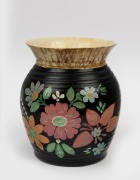 REMUED pottery vase with later hand-painted floral decoration, incised "Remued&nbsp;23", 22cm high