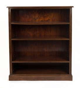 An Australian stained Kauri pine open library bookcase with three adjustable shelves, circa 1890 124cm high, 106cm wide, 33cm deep