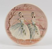 GUY BOYD pottery "Ballerina" plaque, signed "H. TALBOT" on the front, incised "Guy Boyd", ​​​​​​​24cm diameter