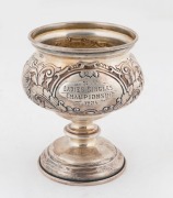 "S.Y. LADIES SINGLES CHAMPIONSHIP, 1934" Australian silver trophy cup by Stokes & Son of Melbourne, stamped "Stg. Sil.", 11cm high, 174 grams