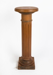 An antique blackwood pedestal with fluted column, circa 1910, 96cm high, 32cm wide, 32cm deep