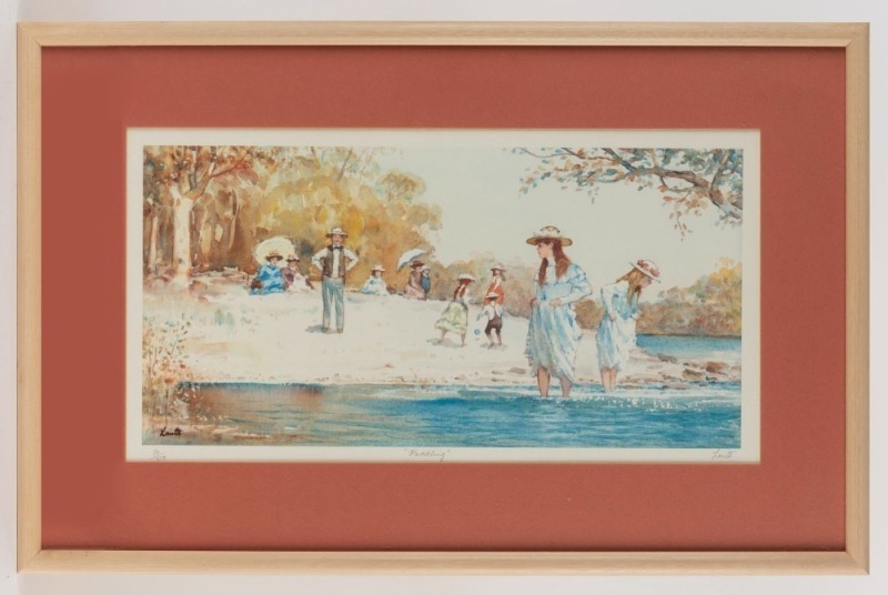 GERRARD LANTS (1927-1998), Paddling, colour lithograph, 54/370, signed lower right "Lants", 27 x 52cm, 44 x 71cm overall