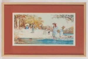 GERRARD LANTS (1927-1998), Paddling, colour lithograph, 54/370, signed lower right "Lants", 27 x 52cm, 44 x 71cm overall