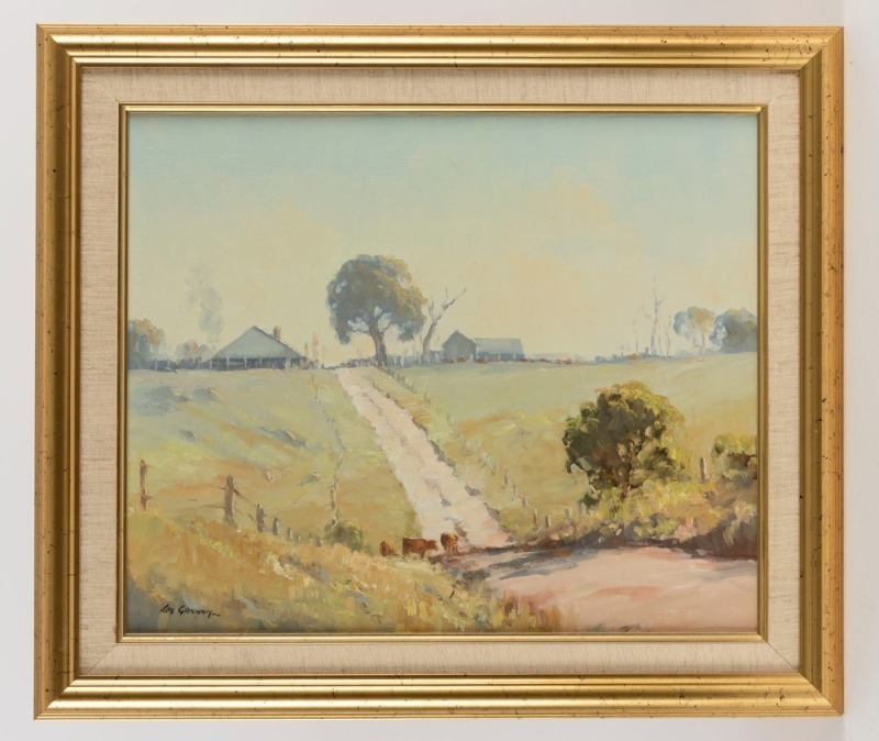 LES GRAHAM (1942 -  ), Morning Light Crorry's Lane, oil on canvas board, signed lower left "Les Graham", 36 x 43cm, 49 x 56cm overall