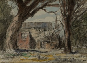 LEON HANSON (1918-2911), Deserted Farm, mixed media, signed lower right "Leon Hanson", 21 x 28cm, 54 x 58cm overall