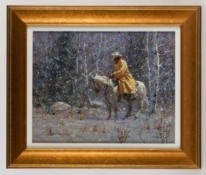 JOHN BREDL, High Country Cattleman, oil on canvas board, signed lower left "John Bredl", ​​​​​​​38 x 49cm, 55 x 66cm overall