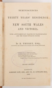 R. THERRY "Reminiscences Of Thirty Years' Residence In New South Wales And Victoria" [Lon. 1863], hardcover in brown cloth boards,