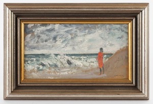 PHYLLIS WATERHOUSE (1917-1989), Lone Figure 14, oil on board, signed lower right "Waterhouse '72", ​​​​​​​12 x 23cm, 22 x 33cm