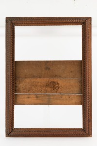 TRAMP ART antique Australian cedar picture frame, 1890s depression era, ​​​​​​​89 x 63cm